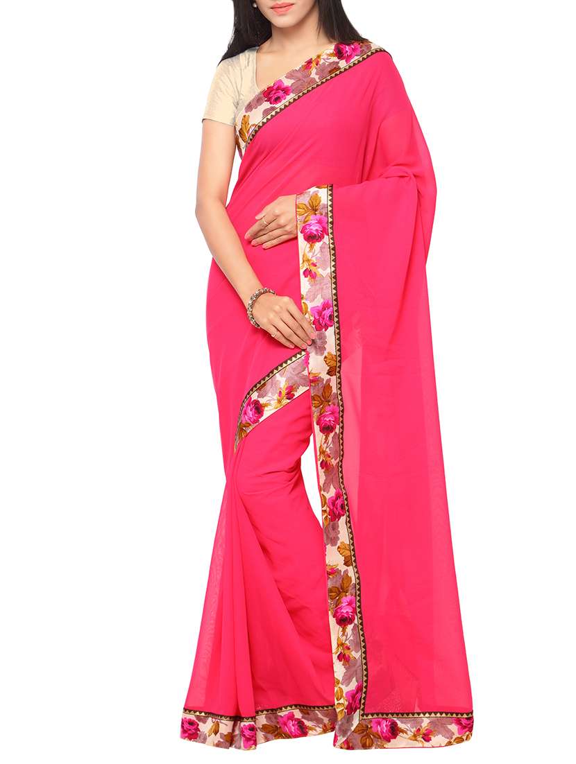 pink georgette saree with blouse