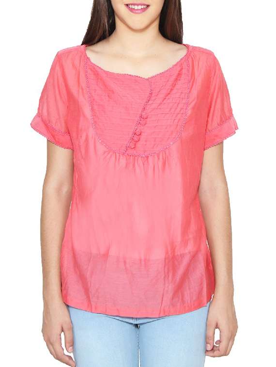 pink color, silk blend top