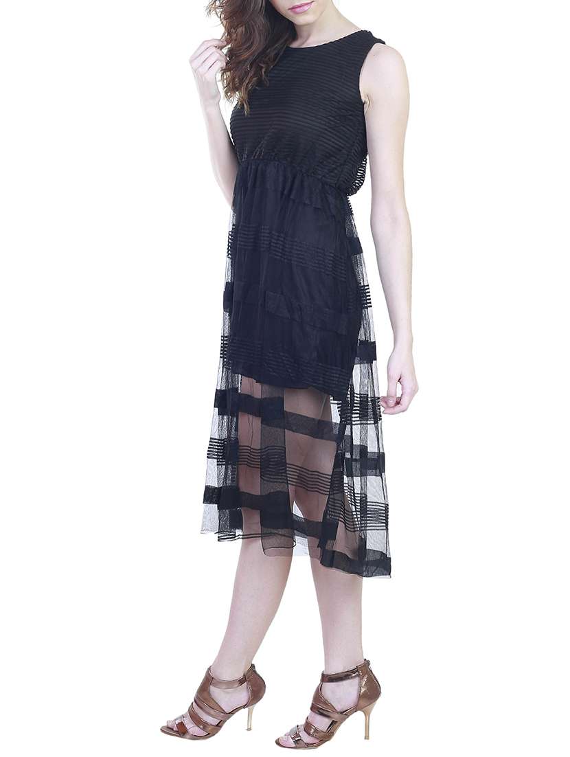 black net fit & flare dress - 11355743 -  Standard Image - 1