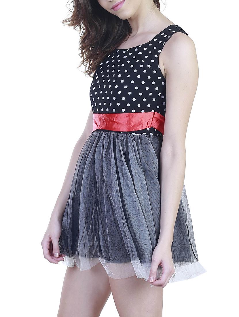 black net fit & flare dress - 11355746 -  Standard Image - 1