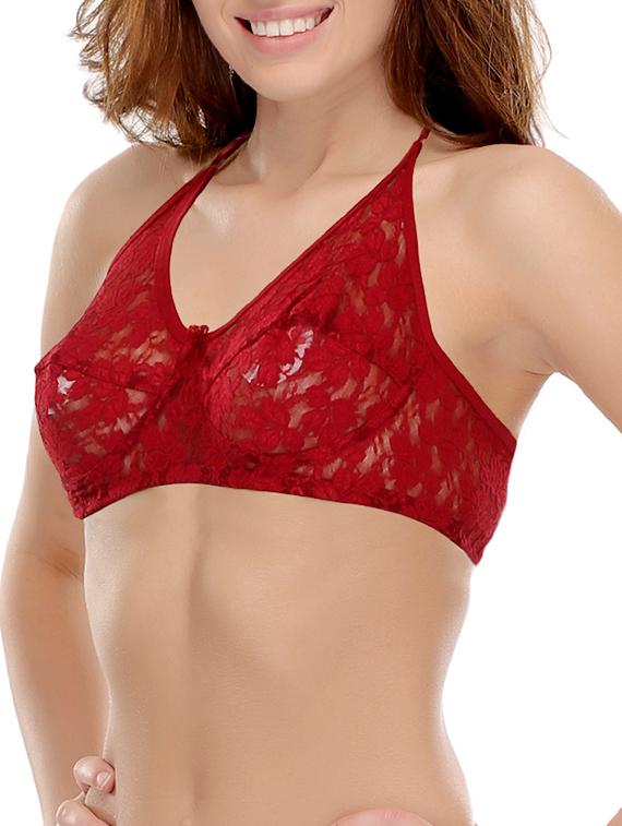 red nylon laced bra - 11357534 - Standard Image - 1
