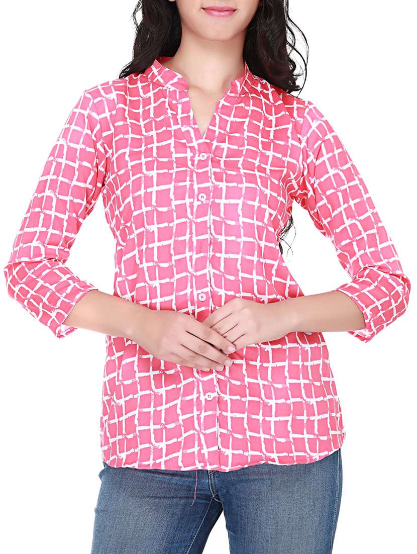 women's straight mandarin neck top