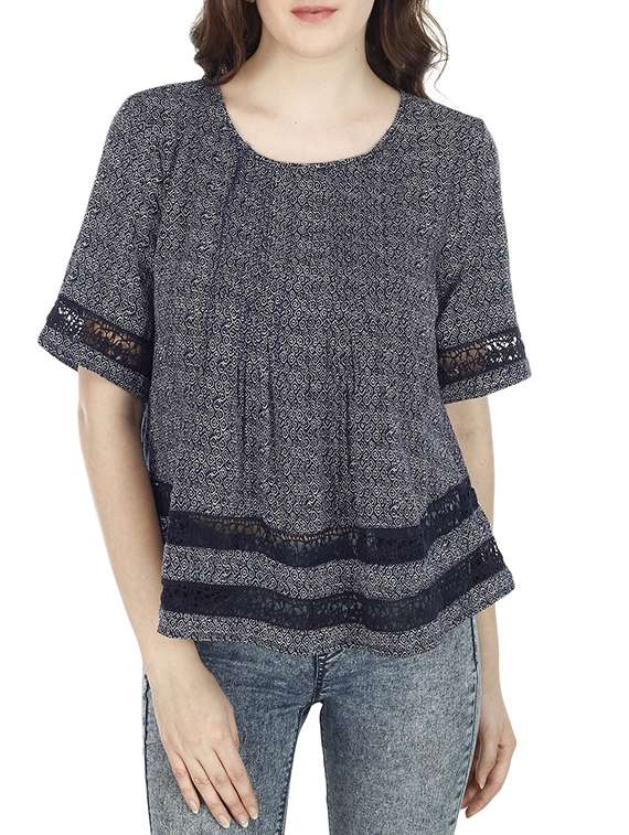 blue rayon printed top