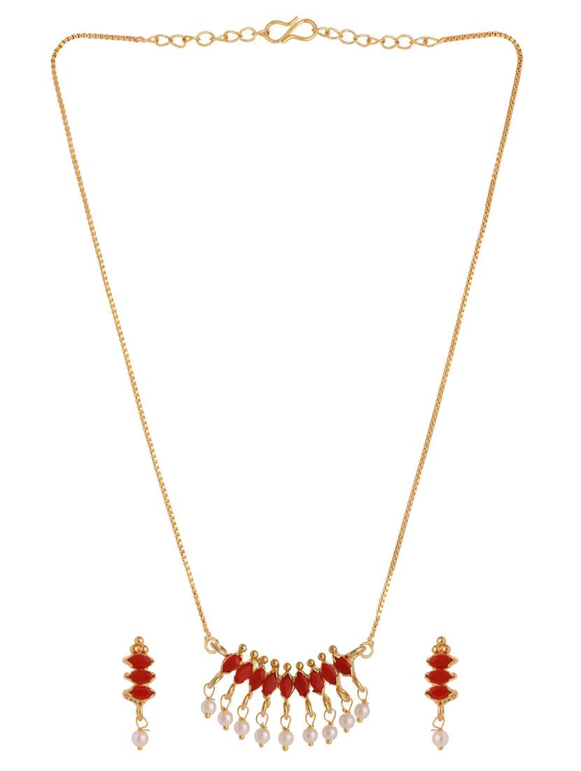 orange gold plated pendant and earrings - 11369035 -  Standard Image - 1