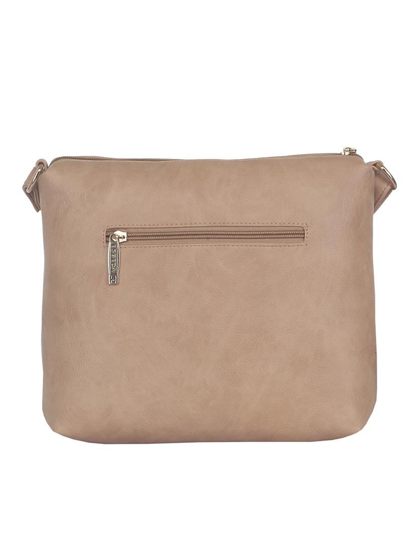 solid beige faux leather sling bag - 11369670 - Standard Image - 1