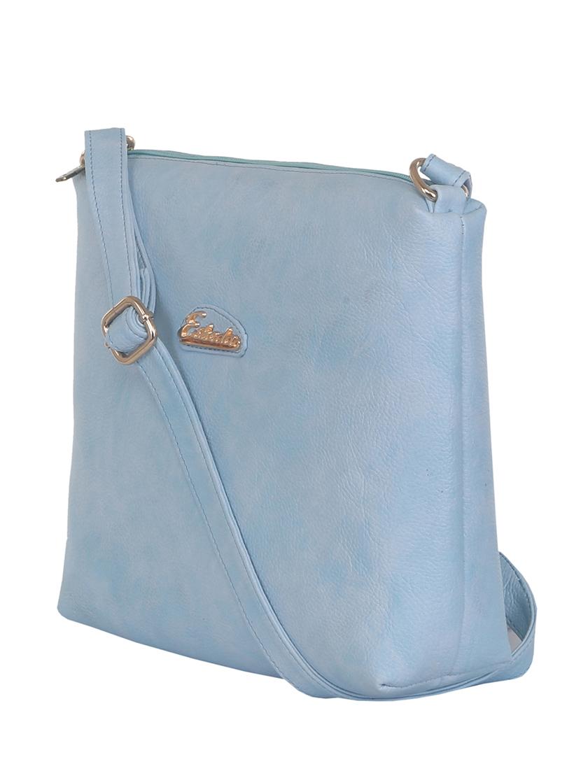 solid powder blue faux leather sling bag - 11369673 - Standard Image - 4