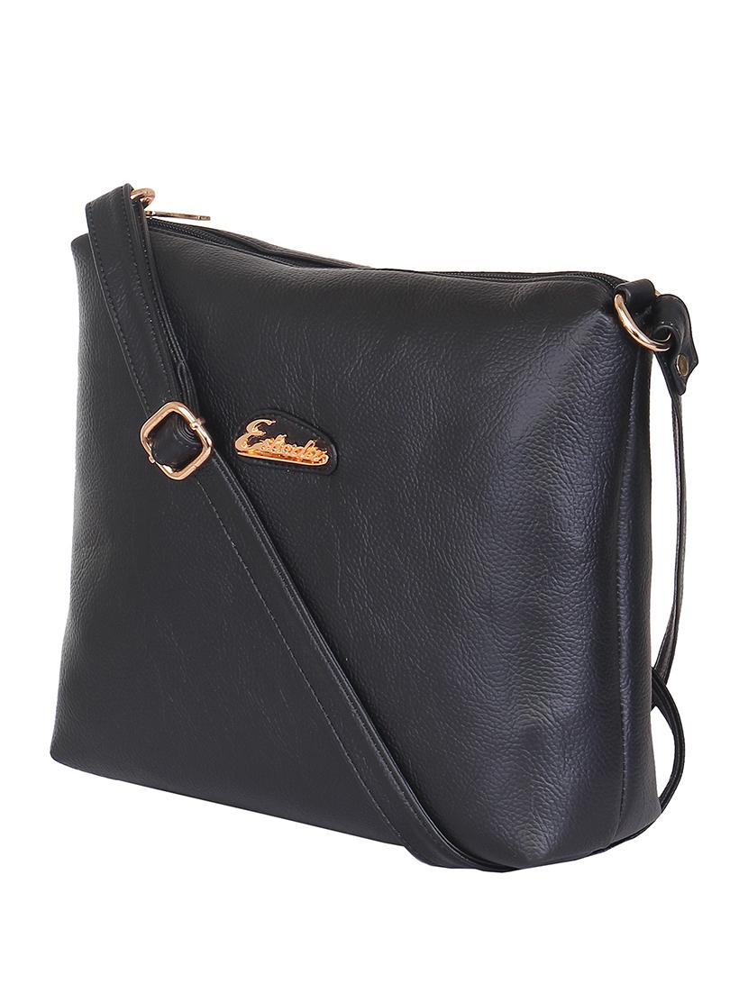 solid black faux leather sling bag - 11369674 - Standard Image - 4