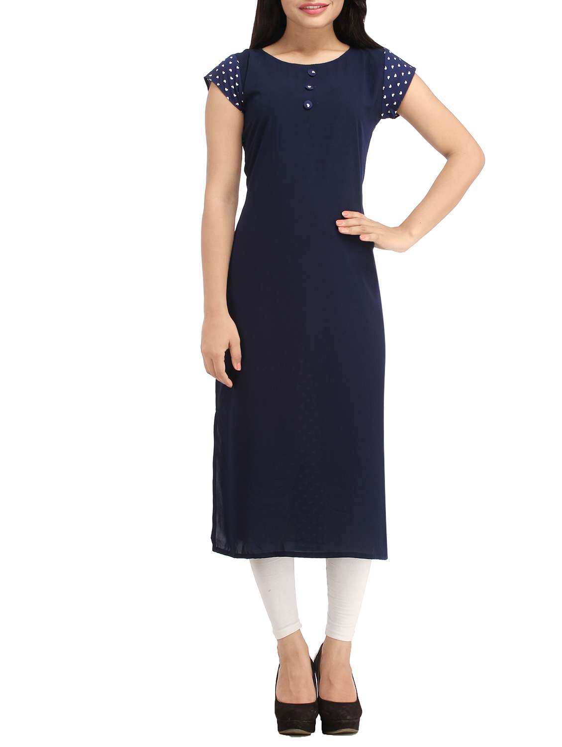 navy blue printed kurta