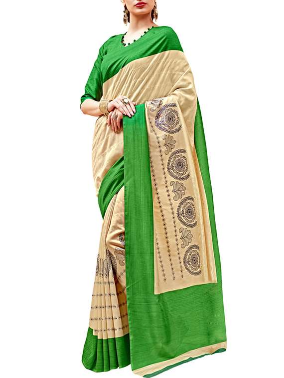 beige silk blend  saree with blouse
