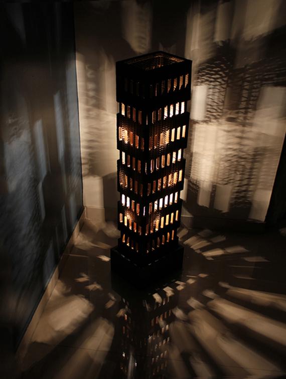 Brown Square Shaped Floor Lamp - Sylvn Studio
