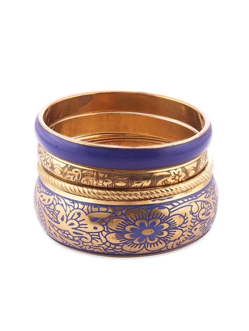 Gold and blue crafted bangle
