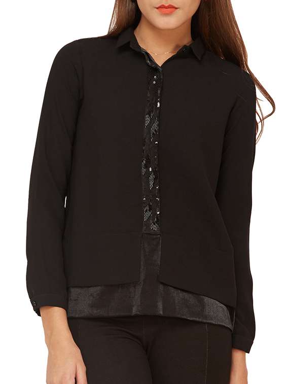 black georgette regular shirt