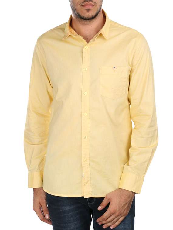 yellow cotton casual shirt