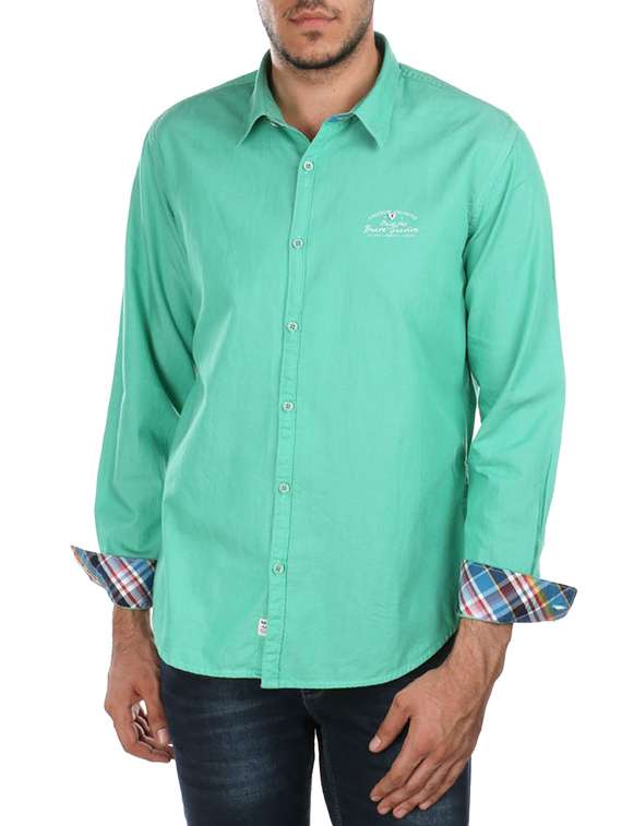 green cotton casual shirt