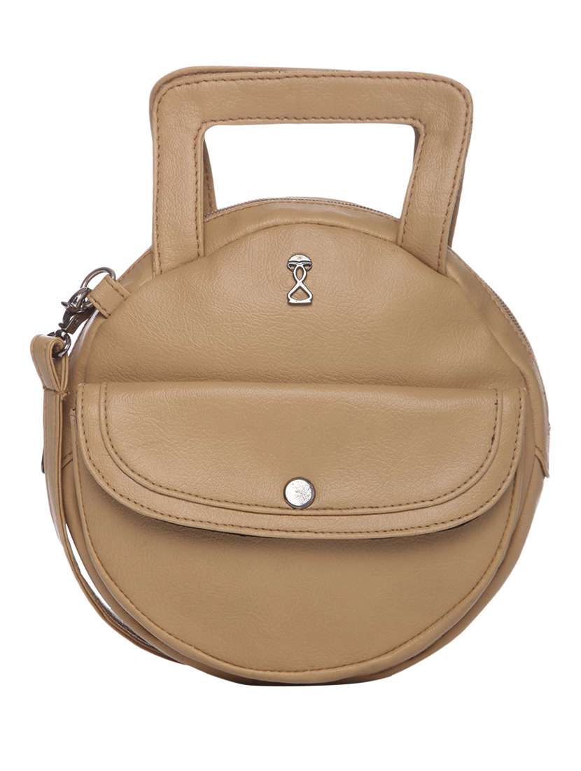 solid dark beige leatherette pouch