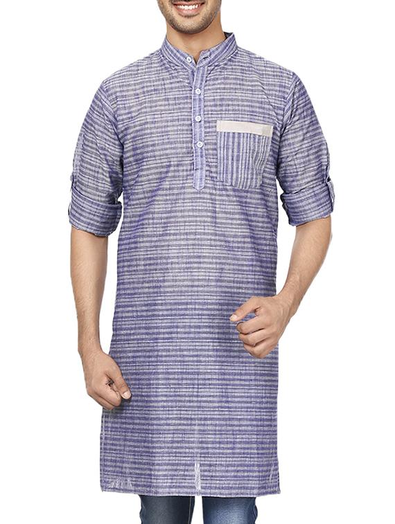 blue striped cotton kurta