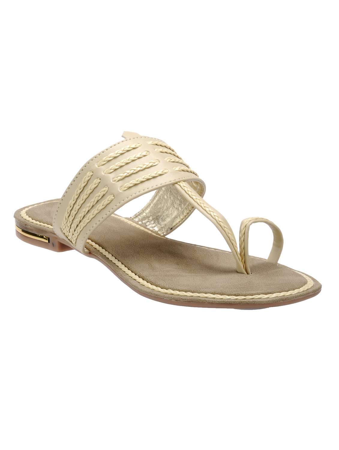 beige rexene kolhapuri
