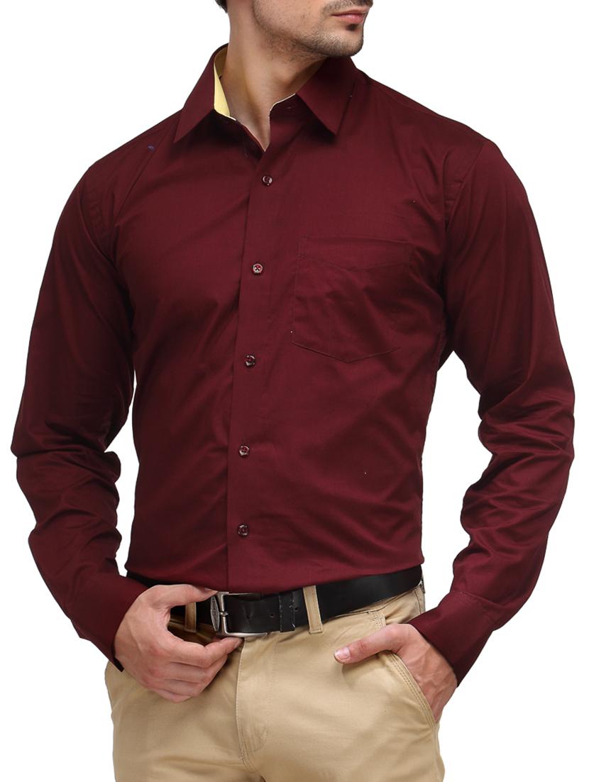 red cotton formal shirt - 11439004 - Standard Image - 1