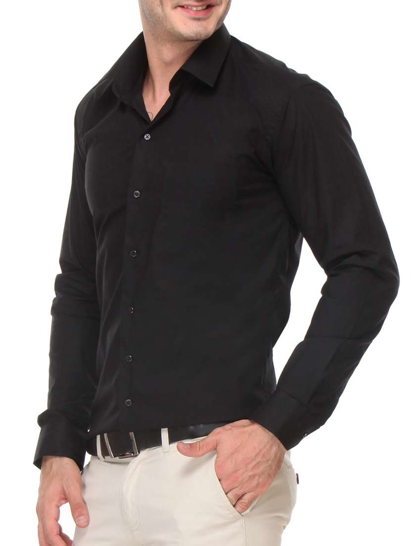 black cotton formal shirt - 11439035 - Standard Image - 1