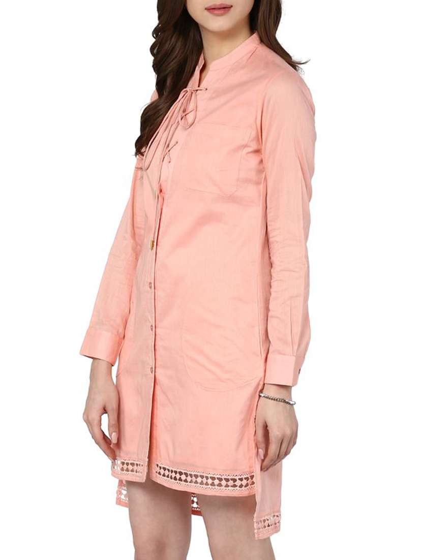 pink cotton shirt dress - 11440027 - Standard Image - 1