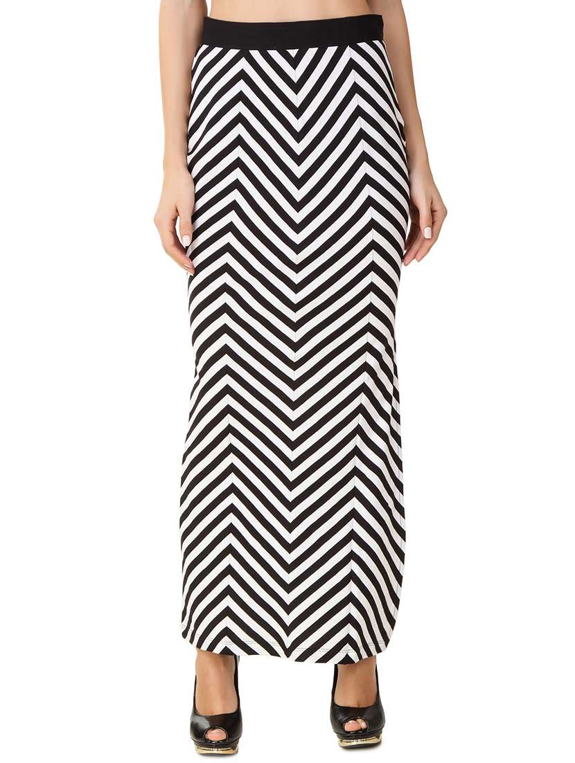 black blended knit long skirts
