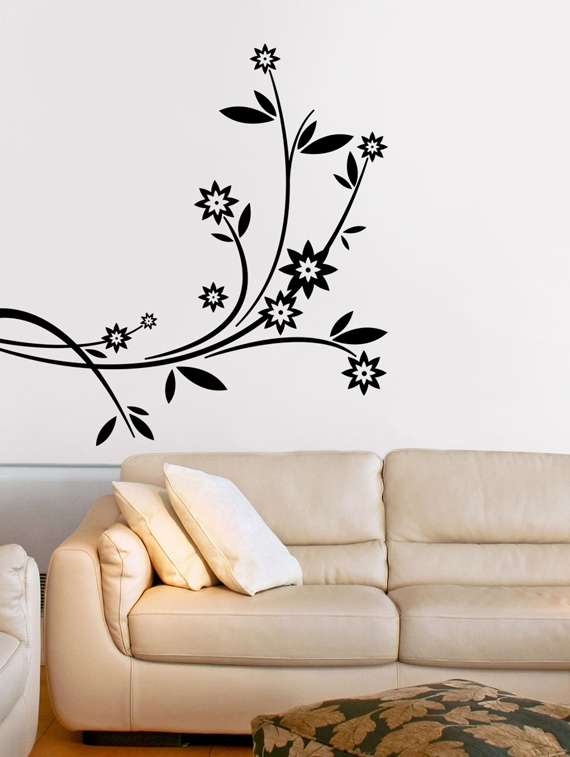 black flower branch vinyl wall sticker