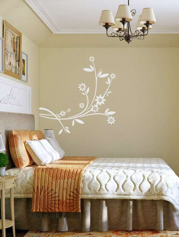 white floral vinyl wall sticker