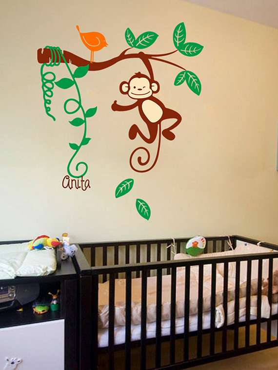 multicolor monkey up vinyl wall sticker
