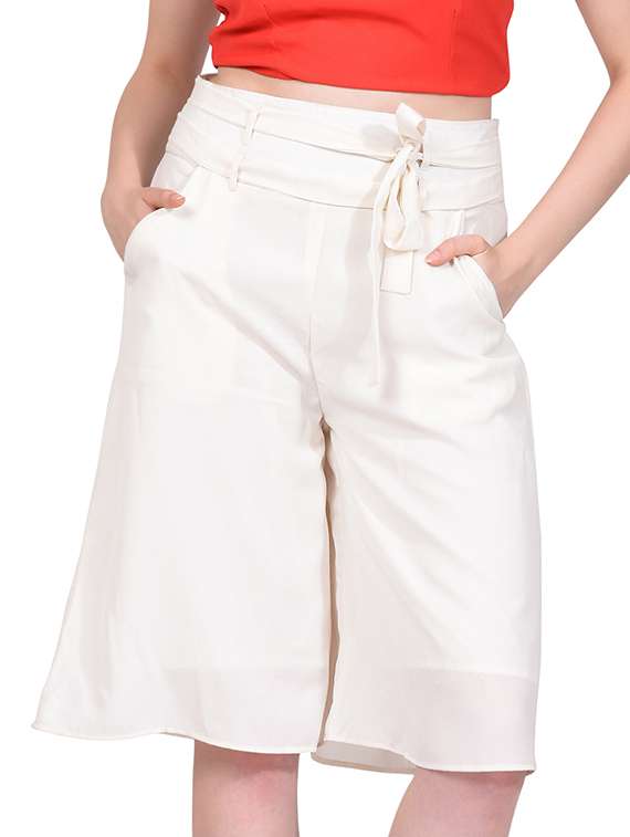 white polyester culottes