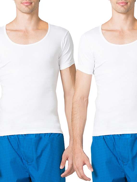white solid vests ( set of 2)