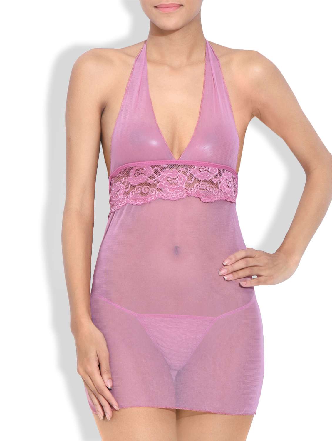 brown net plain babydoll