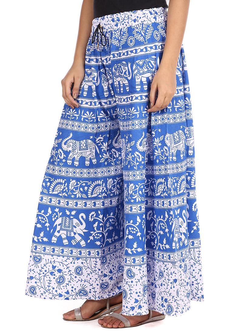 blue printed cotton palazzo - 11463861 -  Standard Image - 1