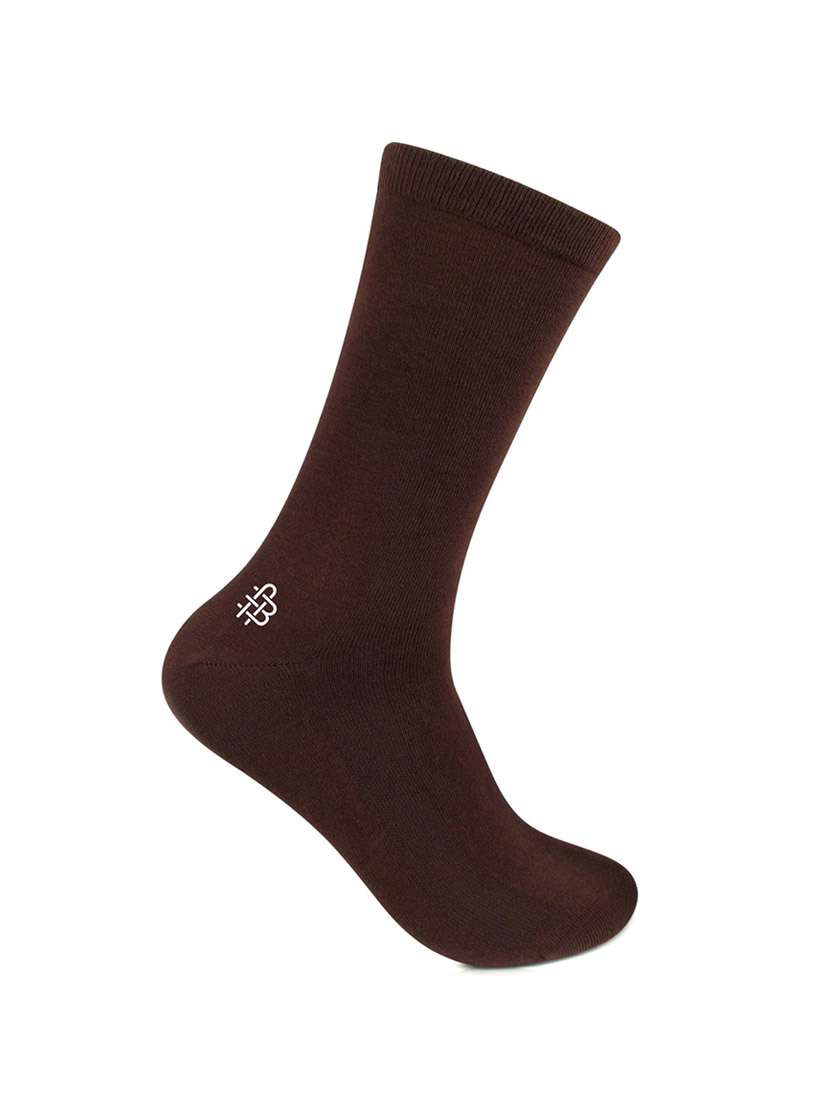 solid brown cotton sock