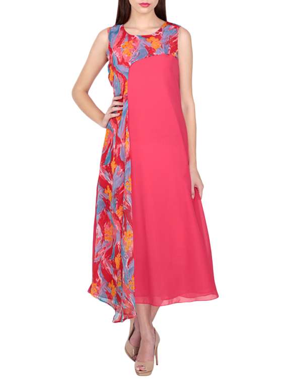 pink a-line maxi dress