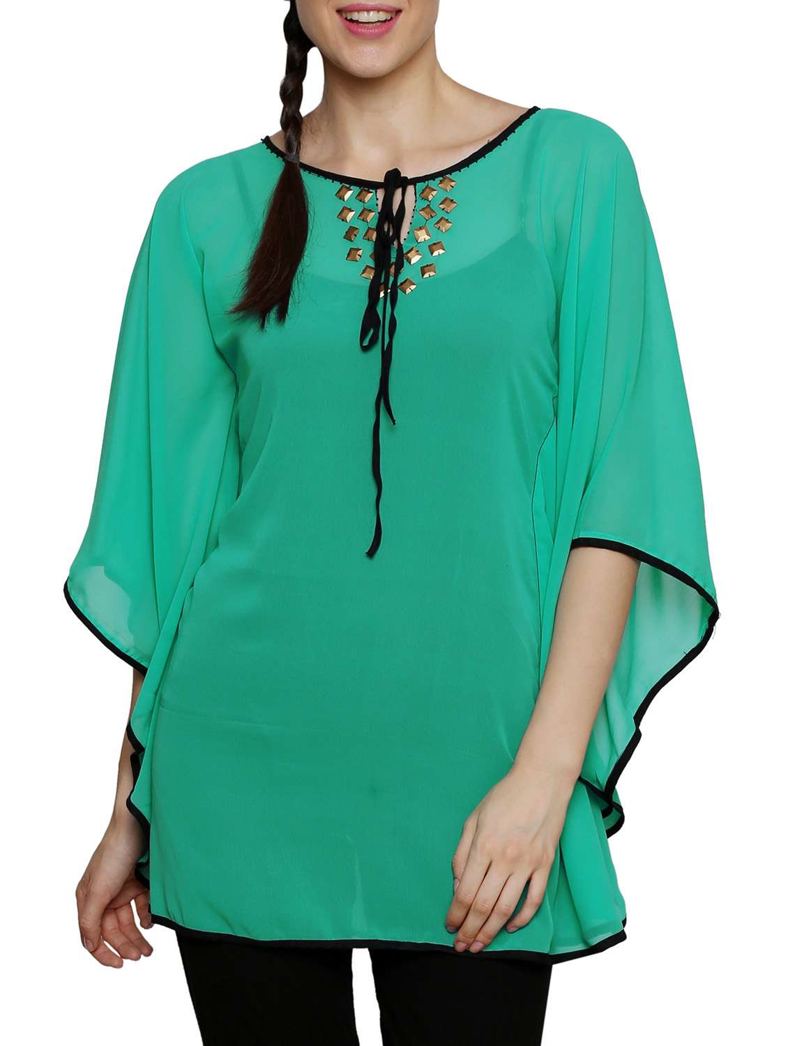 green georgette kaftan