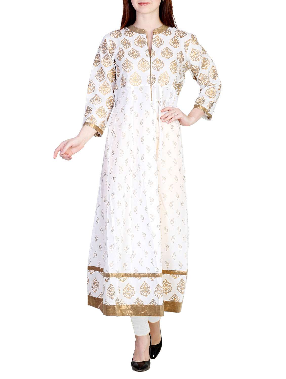 white cotton anarkali kurta