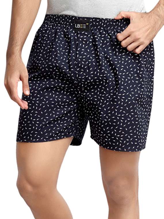 navy blue cotton printed boxer