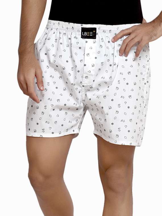 white cotton printed boxer