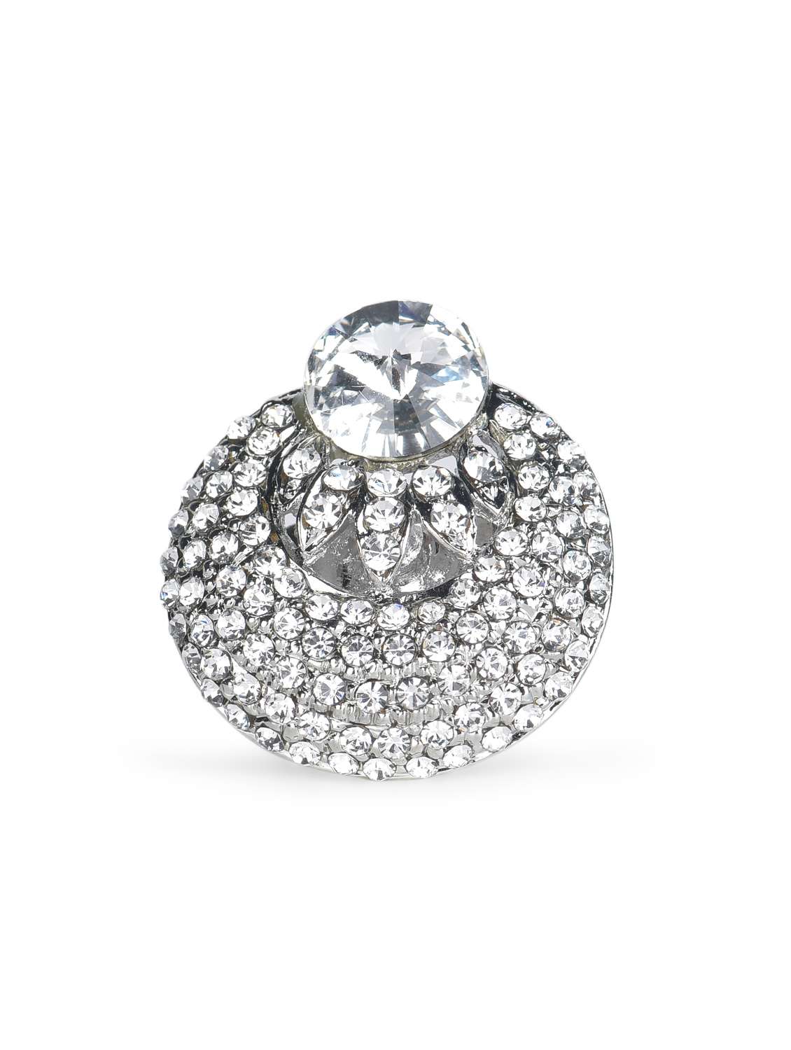 silver metallic stones ring