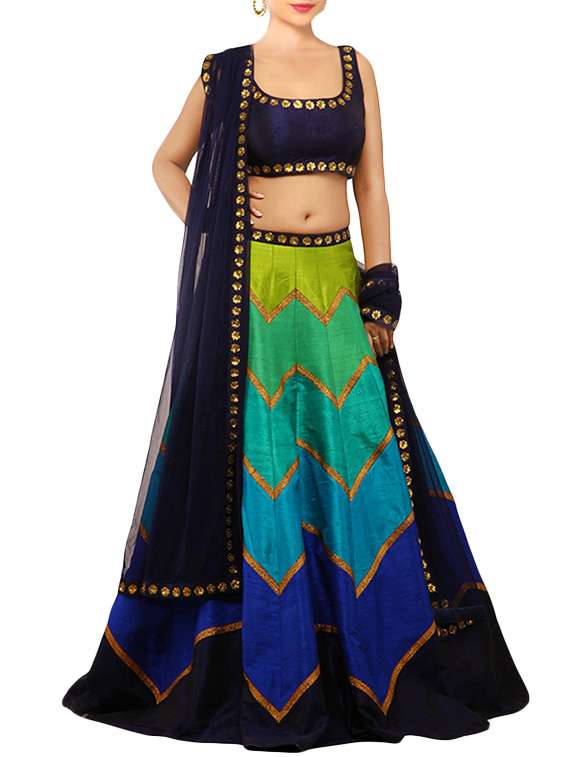 multi colored art silk lehenga