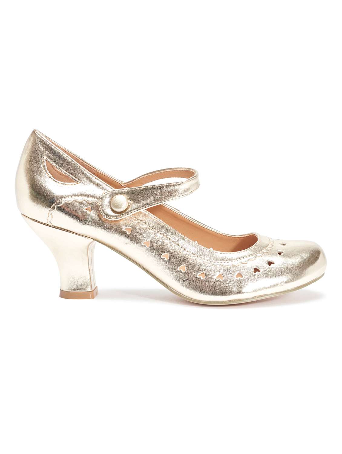 solid gold faux leather cutwork sandals - 11487121 -  Standard Image - 1