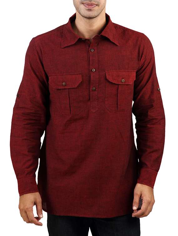 solid maroon cotton kurta