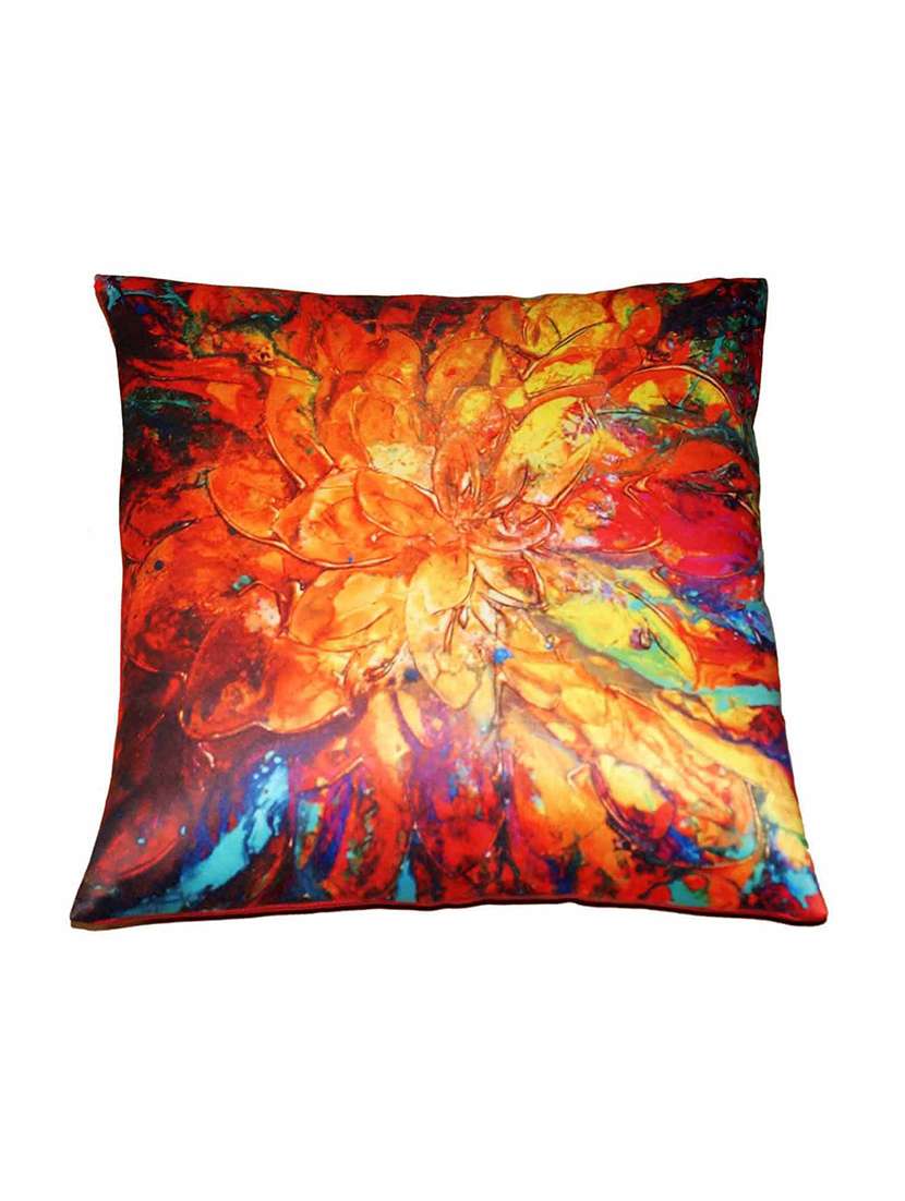 multicoloured printed polysilk cushion cover