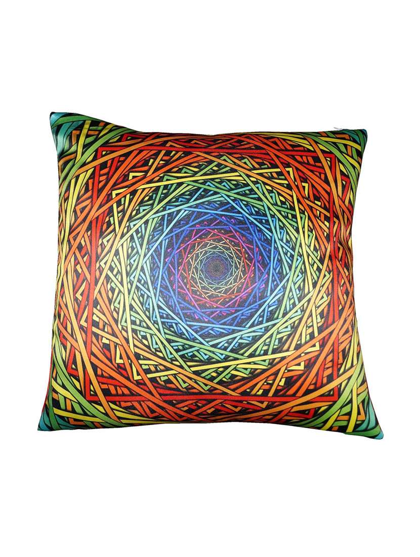 multicoloured printed polysilk cushion cover