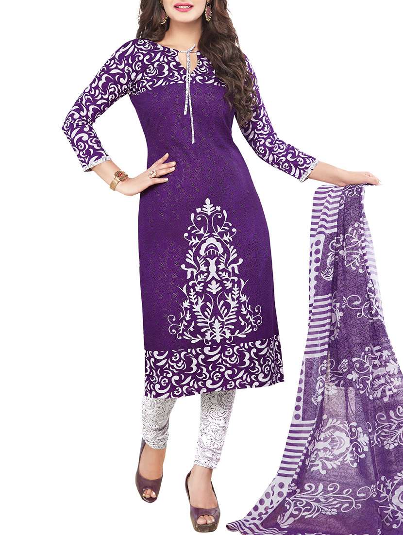 cotton purple dress material