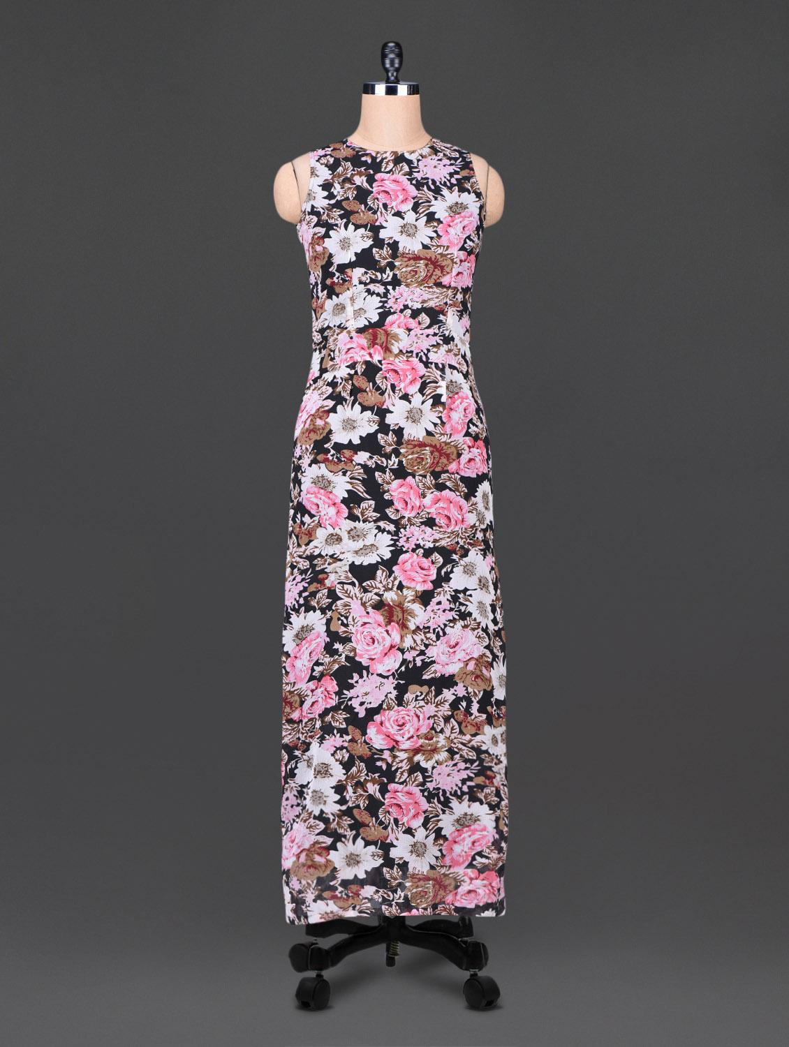 Floral Print Sleeveless Maxi Dress - Trend Arrest