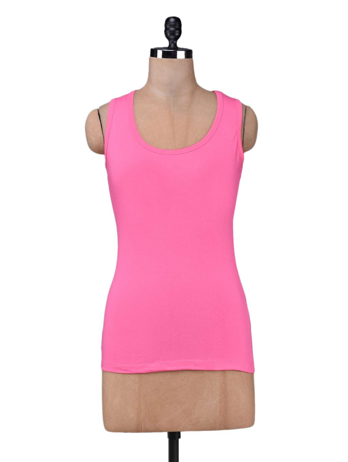 pink cotton lycra knit tank top