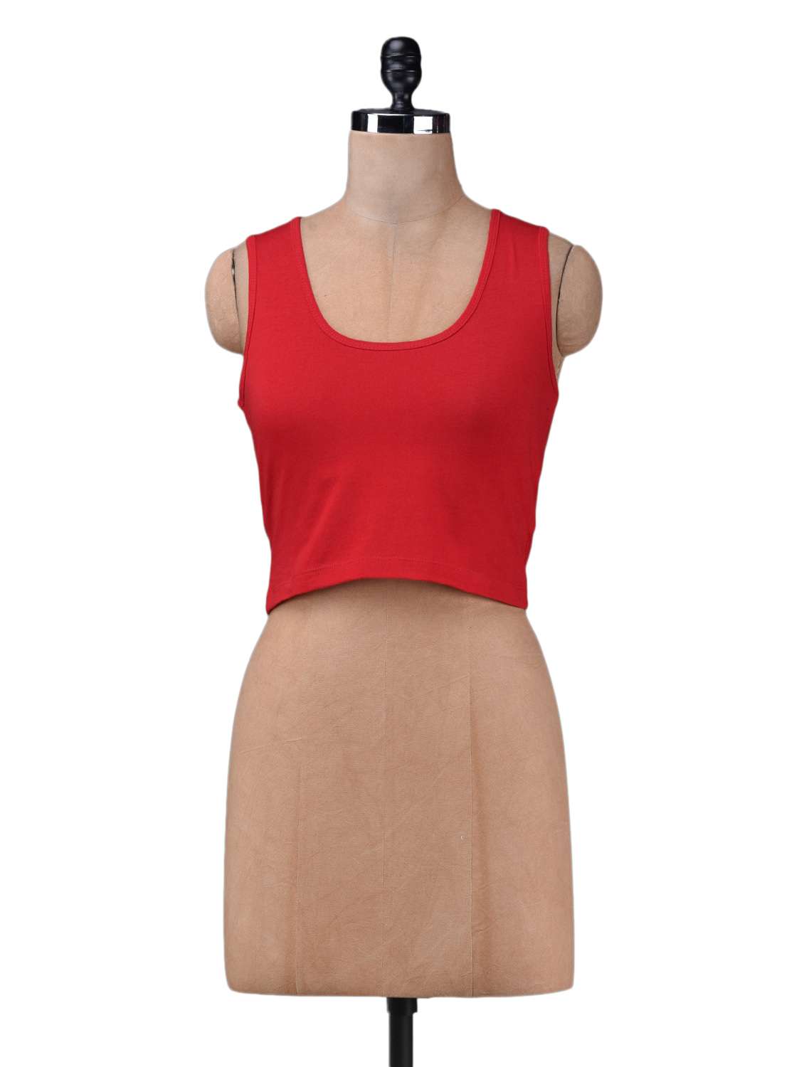 red cotton lycra knit crop top - 1149168 -  Standard Image - 1