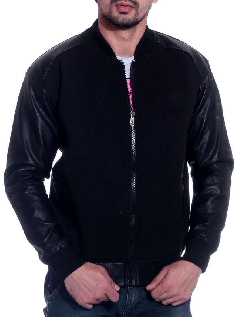 black cotton bomber jacket