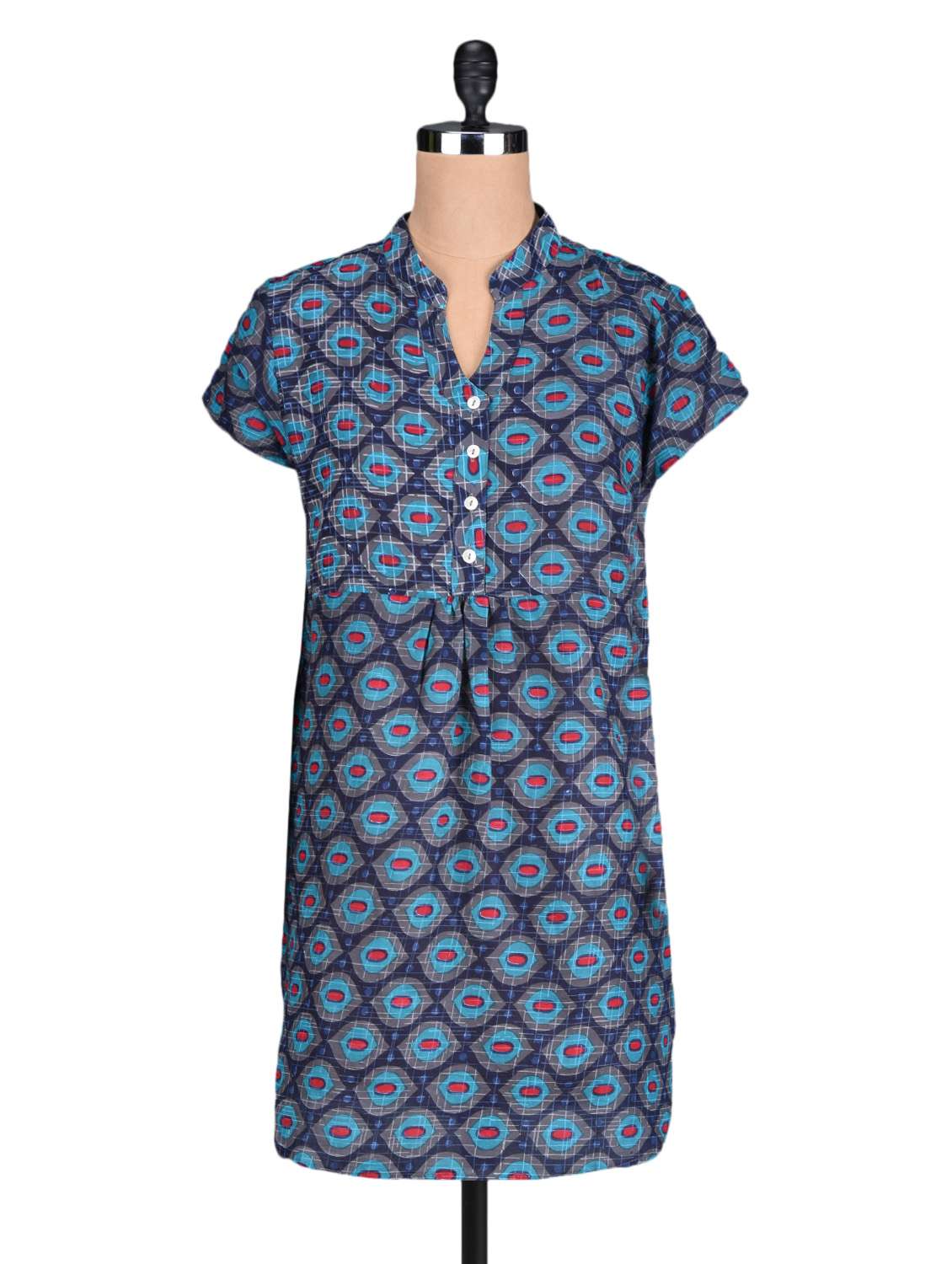 blue  printed cotton kurti